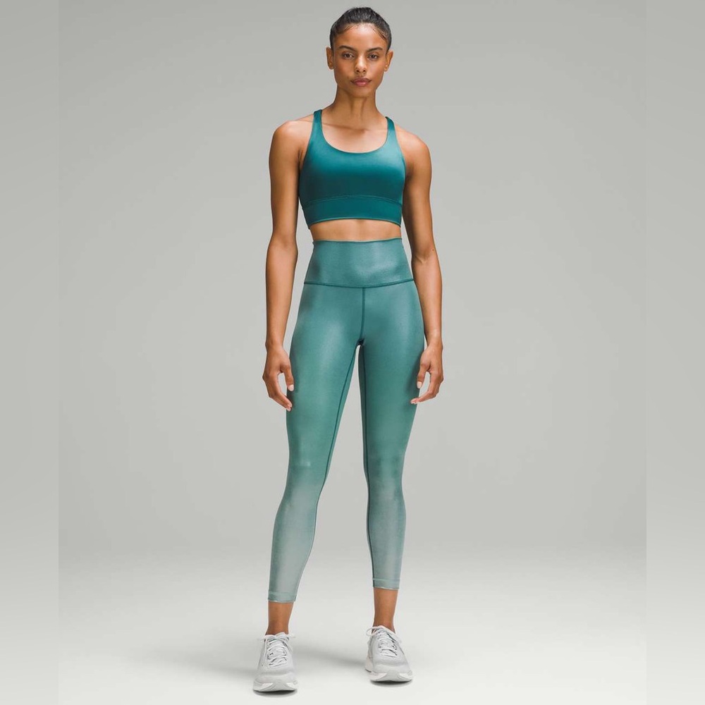 NWT Lululemon Wunder Train High-Rise Tight 25" *Foil Forest Storm Teal
